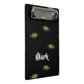 Aangepaste naam kattenogen op zwart mini klembord (Schuin)