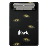 Aangepaste naam kattenogen op zwart mini klembord (Voorkant)