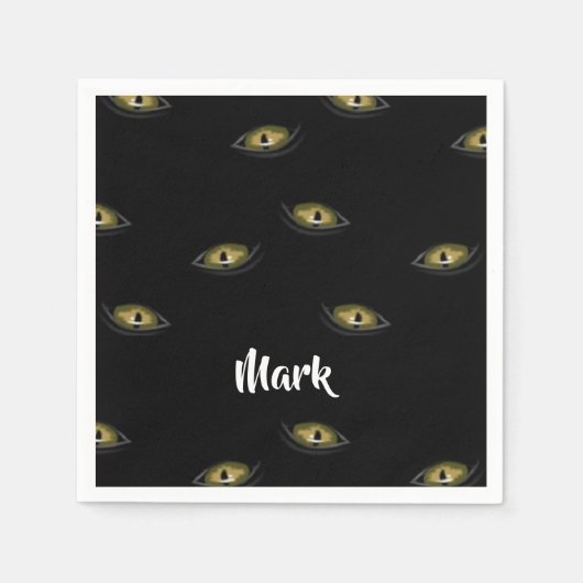 Aangepaste naam kattenogen op zwart servet (Voorkant)