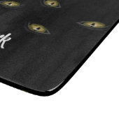 Aangepaste naam kattenogen op zwart snijplank (Hoek)