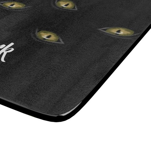 Aangepaste naam kattenogen op zwart snijplank (Hoek)