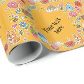 Aangepaste naam Kawaii stickerframe Cadeaupapier (Rol Hoek)