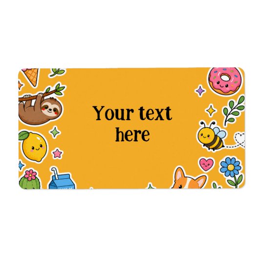 Aangepaste naam Kawaii stickerframe Etiket (Voorkant)