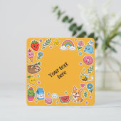 Aangepaste naam Kawaii stickerframe Kaart (Staand voorkant)