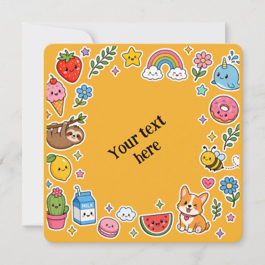 Aangepaste naam Kawaii stickerframe Kaart (Voorkant)