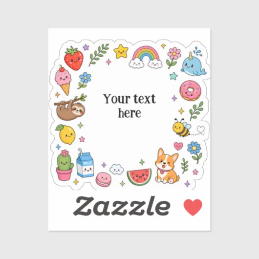 Aangepaste naam Kawaii stickerframe Sticker (Vel)