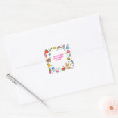 Aangepaste naam Kawaii stickerframe Vierkante Sticker (Envelop)