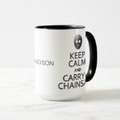 Aangepaste naam Keep Calm & Carry een kettingzaag  Mok (Voorkant rechts)