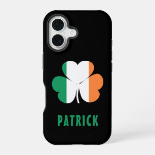 Aangepaste naam Keltisch Ierland Klaver Ierse vlag iPhone 16 Hoesje
