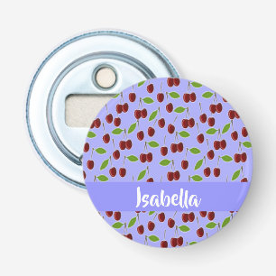 Aangepaste naam kersen patroon blauw button flesopener