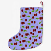 Aangepaste naam kersen patroon blauw kleine kerstsok (Achterkant)