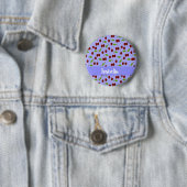 Aangepaste naam kersen patroon blauw ronde button 5,7 cm (In situ)