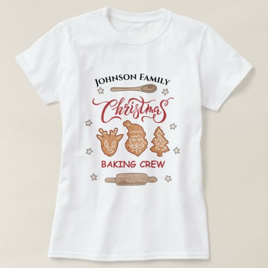 Aangepaste naam Kerst bakken Crew Groepen Matching T-shirt (Design voorkant)