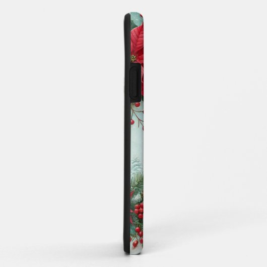 Aangepaste Naam Kerst Bloemen Waterverf Poinsettia Case-Mate iPhone Case (Achterkant/rechts)