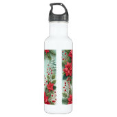 Aangepaste Naam Kerst Bloemen Waterverf Poinsettia Waterfles (Achterkant)