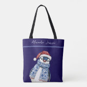 Aangepaste Naam Kerst Chinoiserie Penguin Tote Bag (Achterkant)