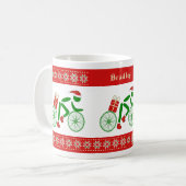 Aangepaste naam kerst fietsers koffiemok (Voorkant links)