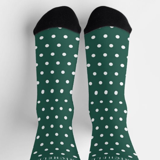 Aangepaste naam Kerst Hunter Groene Polka Dot Sokken (Top)