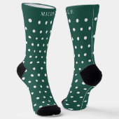 Aangepaste naam Kerst Hunter Groene Polka Dot Sokken (Gebogen)