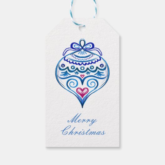 Aangepaste naam Kerst ornamenten in blauw Cadeaulabel (Achterkant)