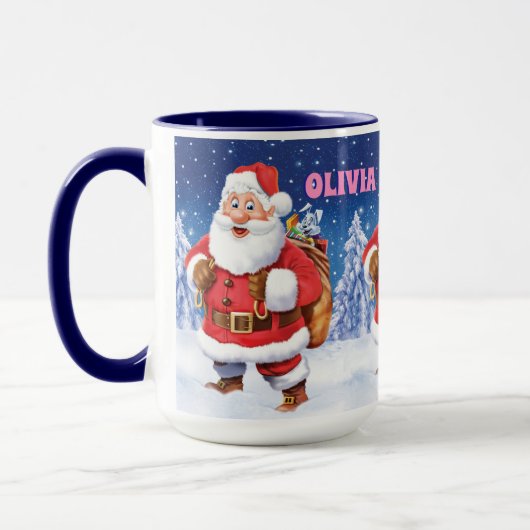 Aangepaste naam Kerstkoffie mok, Jolly Santas. Mok (Links)