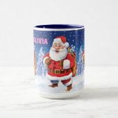 Aangepaste naam Kerstkoffie mok, Jolly Santas. Mok (Midden)