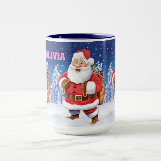 Aangepaste naam Kerstkoffie mok, Jolly Santas. Mok (Midden)