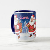 Aangepaste naam Kerstkoffie mok, Jolly Santas. Mok (Voorkant links)