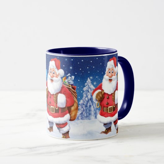 Aangepaste naam kerstkoffie-mok, Jolly Santas. Mok (Voorkant rechts)