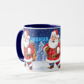 Aangepaste naam kerstkoffie-mok, Jolly Santas. Mok (Voorkant links)