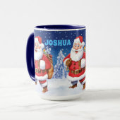 Aangepaste naam kerstkoffie-mok, Jolly Santas. Mok (Voorkant links)