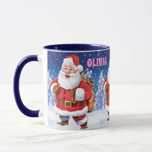 Aangepaste naam kerstkoffie-mok, Jolly Santas. Mok (Links)