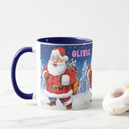 Aangepaste naam kerstkoffie-mok, Jolly Santas. Mok