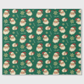 Aangepaste naam Kerstman gezicht Kerstmis Groene C Cadeaupapier (Vlak)