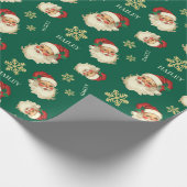 Aangepaste naam Kerstman gezicht Kerstmis Groene C Cadeaupapier (Hoek)