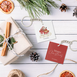 Aangepaste naam Kerstman slee Kerstmis Sleutelhanger