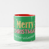 Aangepaste naam kerstman van peperkoek vrolijk ker tweekleurige koffiemok (Center)