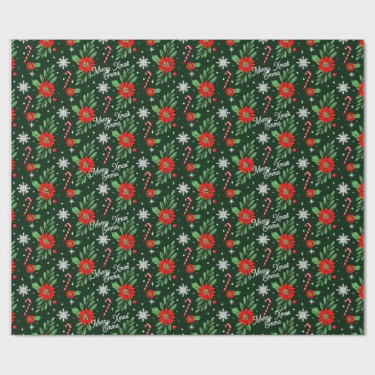 Aangepaste Naam Kerstmis Bright kleuren Wrapping P Cadeaupapier (Vlak)