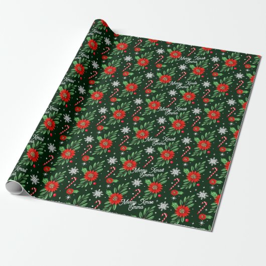 Aangepaste Naam Kerstmis Bright kleuren Wrapping P Cadeaupapier (Uitgerold)