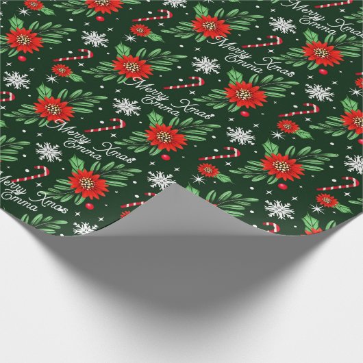 Aangepaste Naam Kerstmis Bright kleuren Wrapping P Cadeaupapier (Hoek)