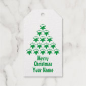 Aangepaste naam, Kerstmis Groene Sneeuw Sterren Bo Cadeaulabels (Achterkant)
