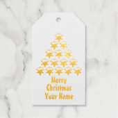 Aangepaste naam, Kerstmis Groene Sneeuw Sterren Bo Cadeaulabels (Voorkant)