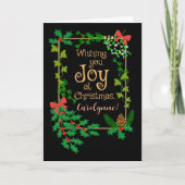Aangepaste Naam Kerstmis Joy Holly en Mistletoe Kaart (Voorkant)