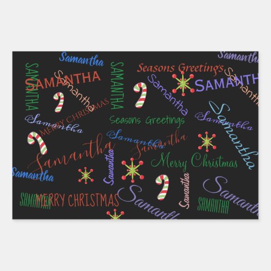 Aangepaste naam - Kerstmis op feestdag Inpakpapier Vel (Voorkant 2)