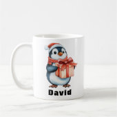 Aangepaste Naam Kerstmis Pinguïn Gift Koffiemok (Links)