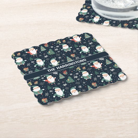 Aangepaste naam Kerstmis Santa Kartonnen Onderzetters (Gebogen)