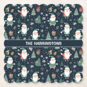 Aangepaste naam Kerstmis Santa Kartonnen Onderzetters (Voorkant)