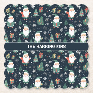 Aangepaste naam Kerstmis Santa Kartonnen Onderzetters