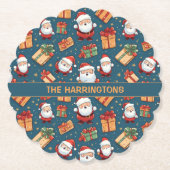 Aangepaste naam Kerstmis Santa Kartonnen Onderzetters (Voorkant)