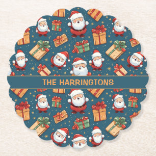 Aangepaste naam Kerstmis Santa Kartonnen Onderzetters